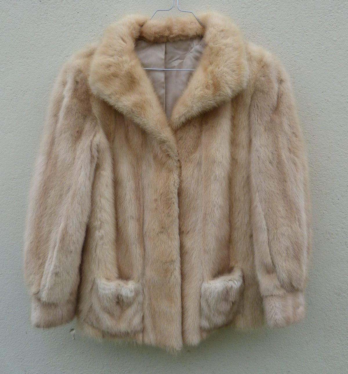 Veste en vison véritable pleine peau écru / pastel vintage 70s tS
