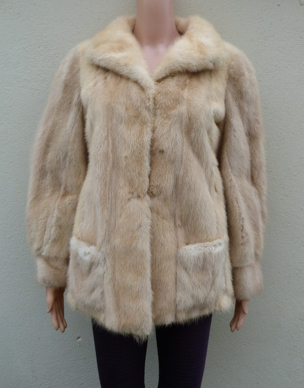 Veste en vison véritable pleine peau écru / pastel vintage 70s tS