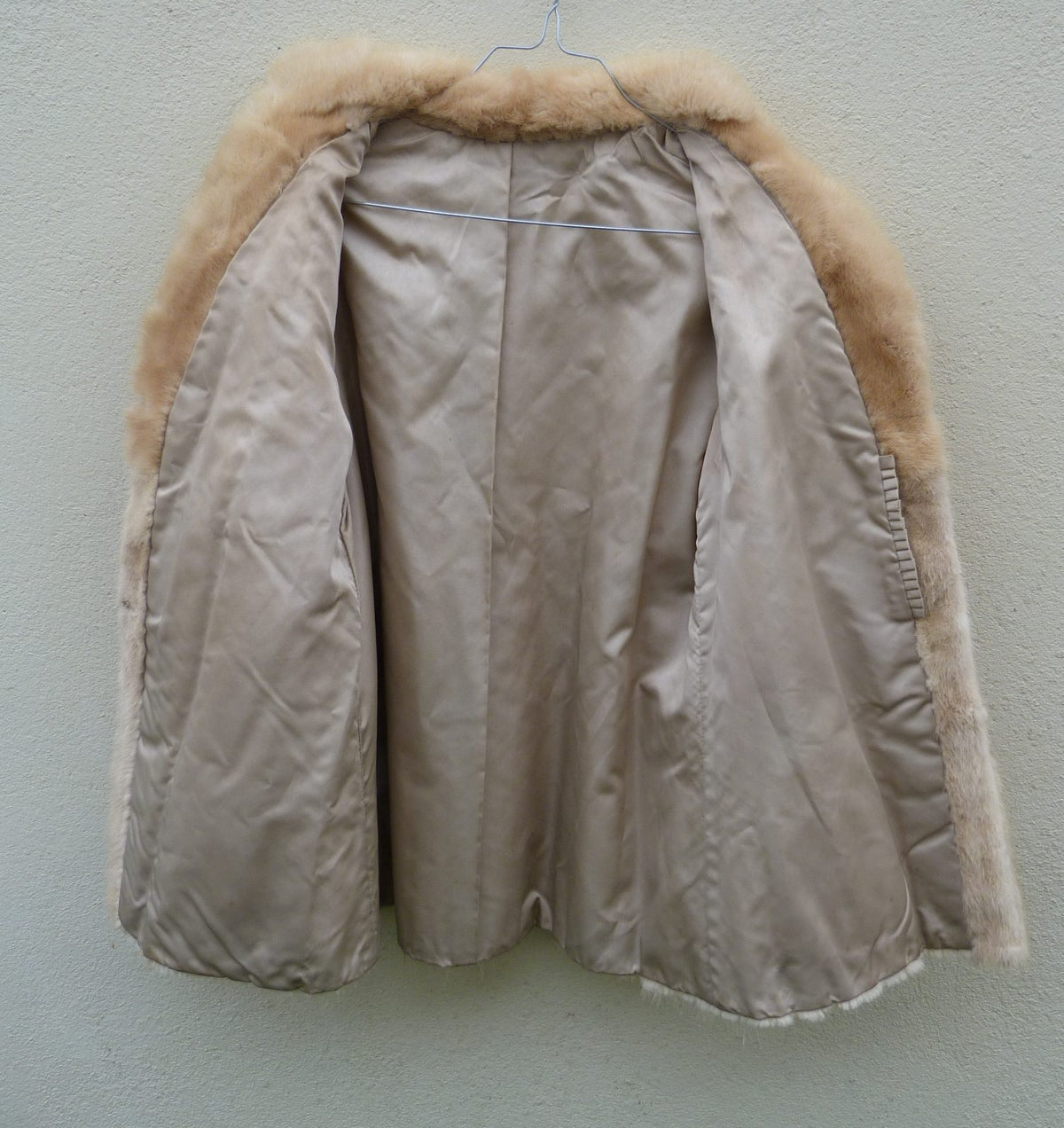 Veste en vison véritable pleine peau écru / pastel vintage 70s tS
