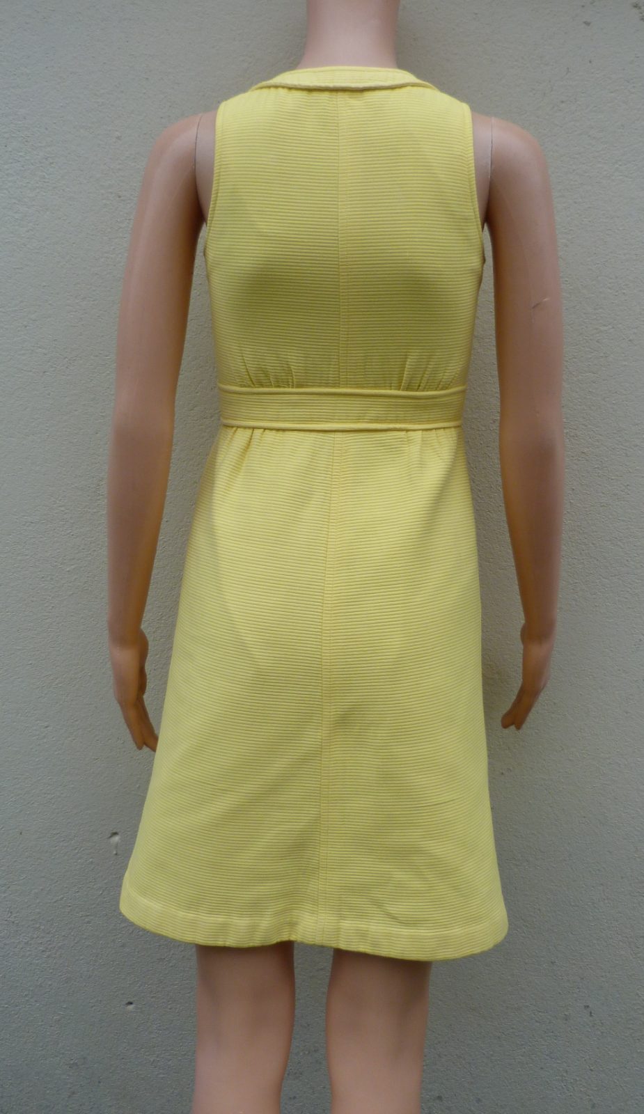 robe vintage Courrèges ligne hyperbole années 70 jaune 32/34 maxi
