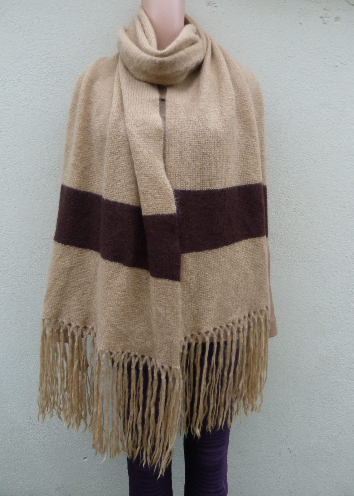 châle étole vintage 1978/88 Christian Dior style Bohème alpaga & cachemire