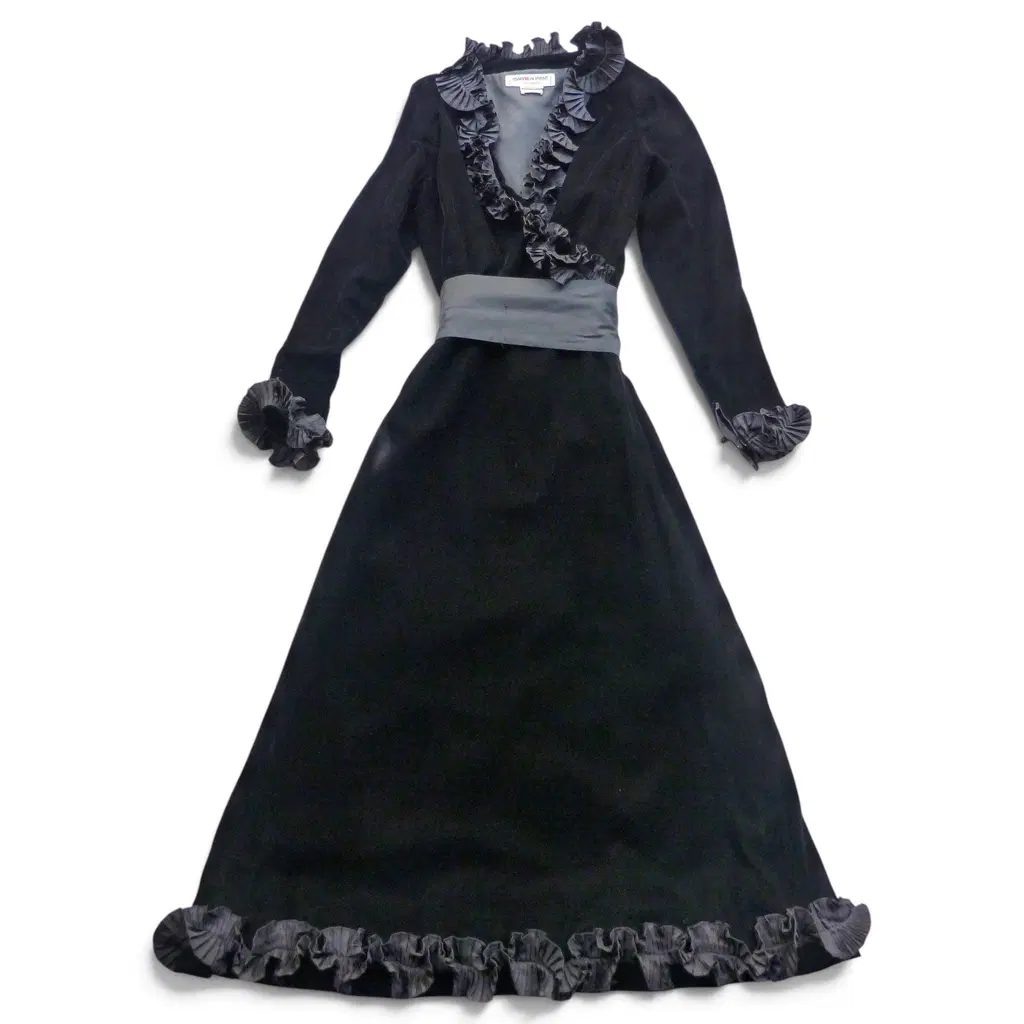Robe longue Yves Saint Laurent Rive Gauche 1978 velours & volants 36/38