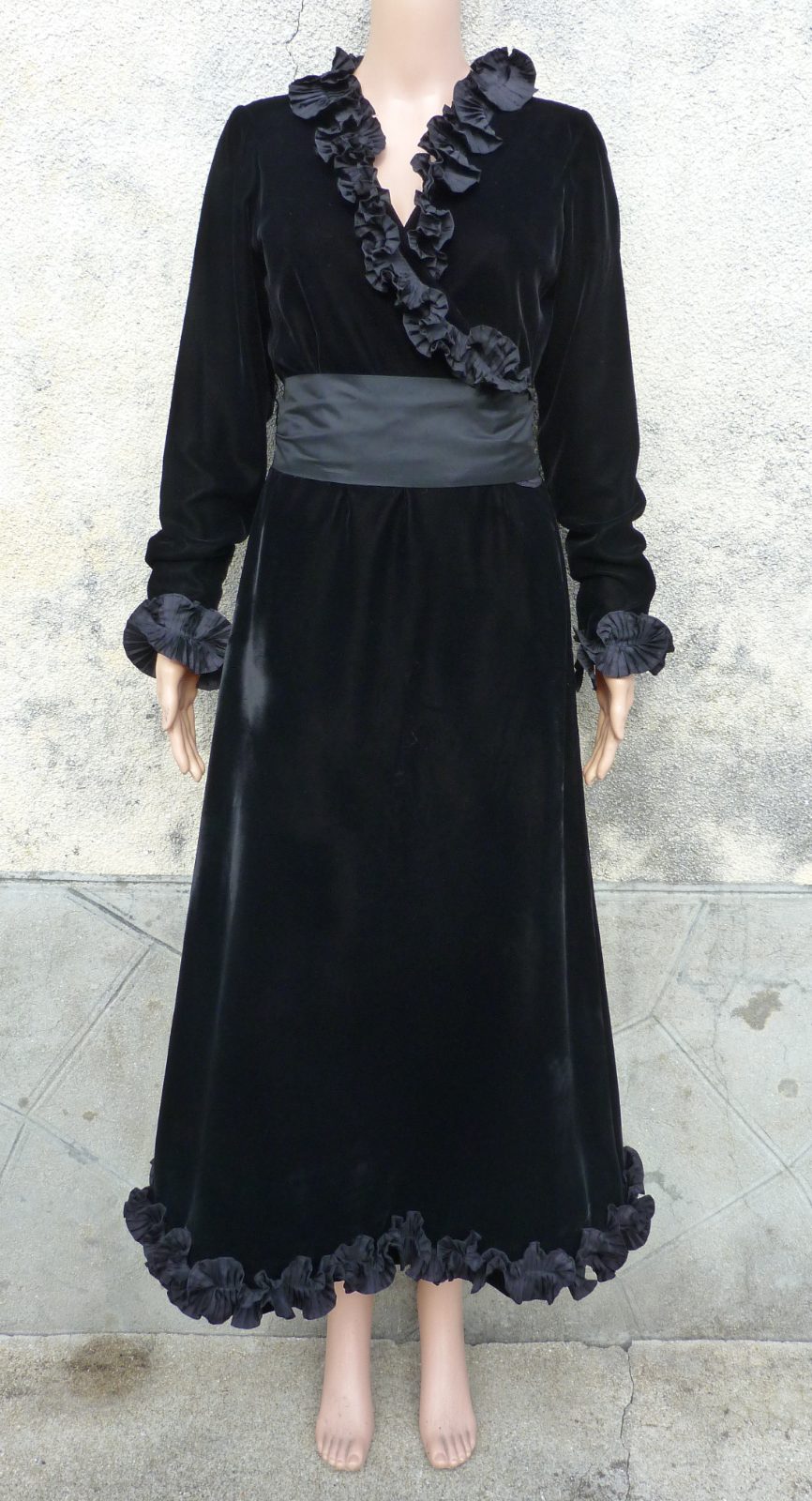 Robe longue Yves Saint Laurent Rive Gauche 1978 velours & volants 36/38
