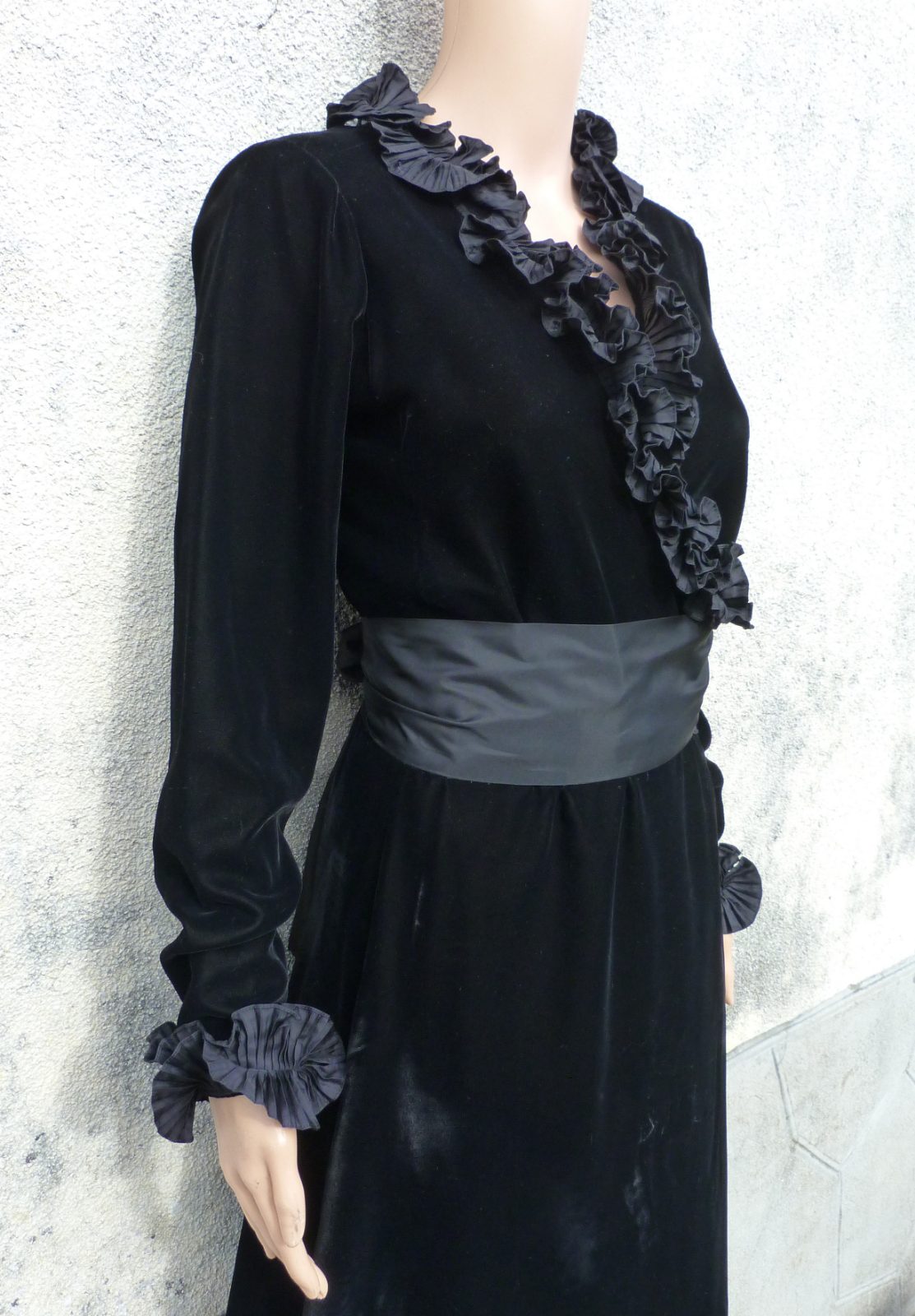Robe longue Yves Saint Laurent Rive Gauche 1978 velours & volants 36/38