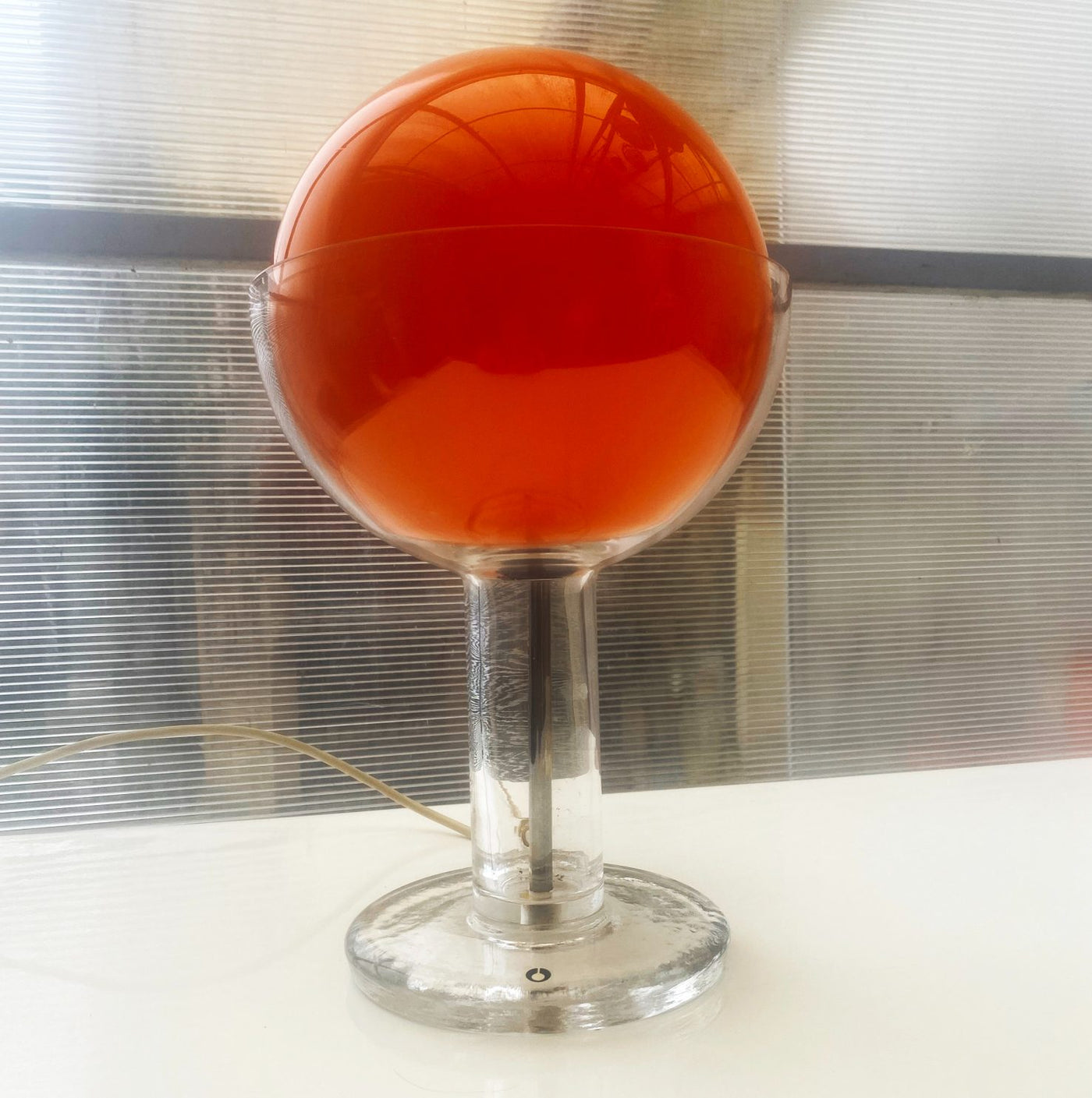 Rare lampe en verre d’art suédois, d’Eva Englund pour Pukeberg années 70