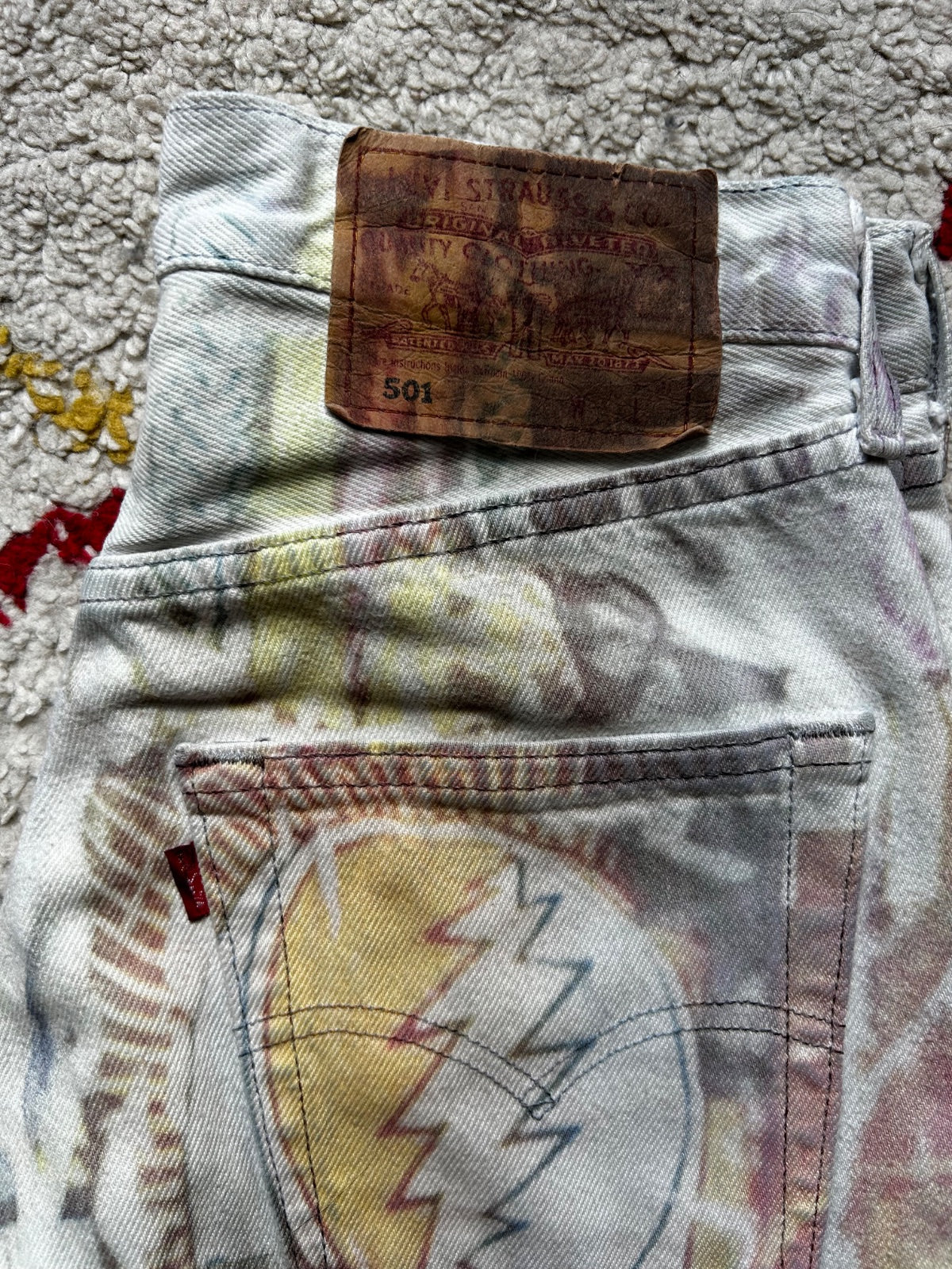 RARE Vintage 1995 Levi's 501 "Designed By" Rock Band Print - Made in France
