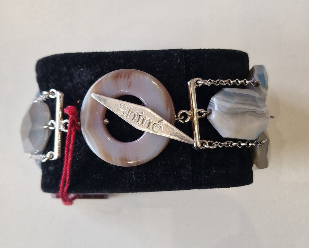 Bracelet Manchette 3 Rangs SHINÉ GIOIELLI – Argent 925 & Agates Naturelles