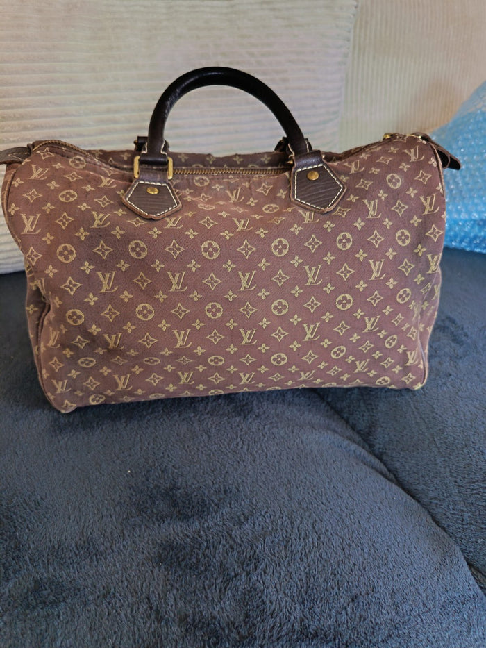 Louis Vuitton – Sac à main "Speedy" – Toile Monogram Mini Lin Marron – Édition V