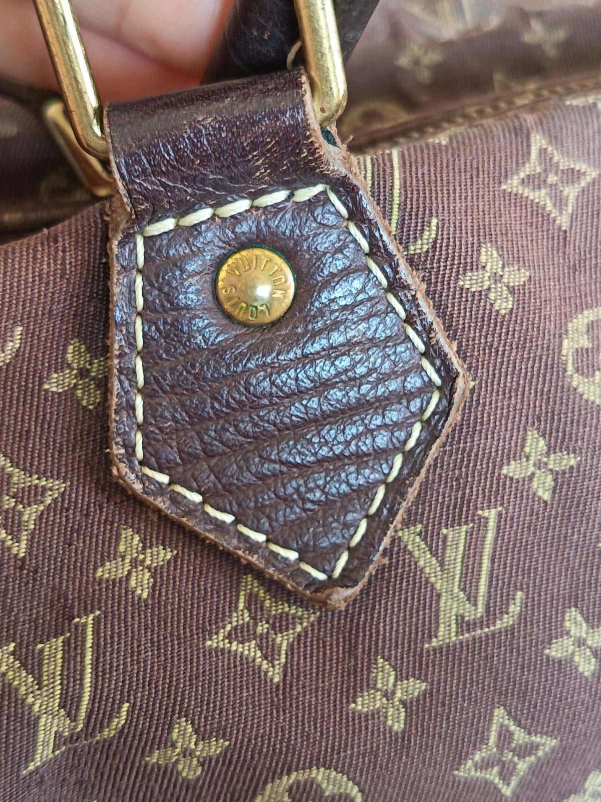 Louis Vuitton – Sac à main "Speedy" – Toile Monogram Mini Lin Marron – Édition V
