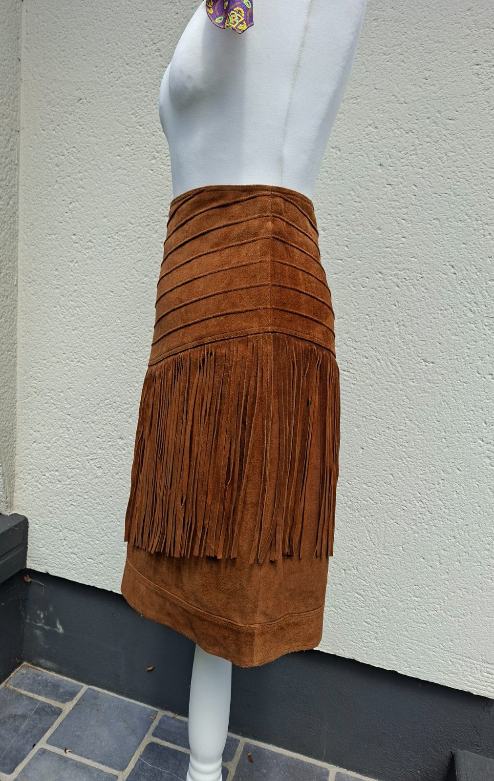 Jupe à franges en daim 70's