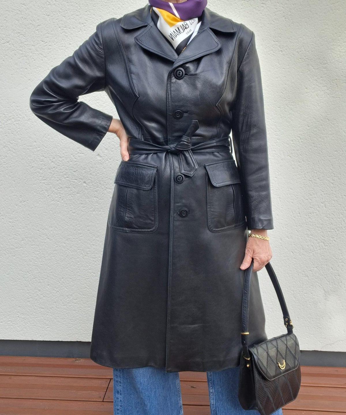 Trench en cuir noir 90's
