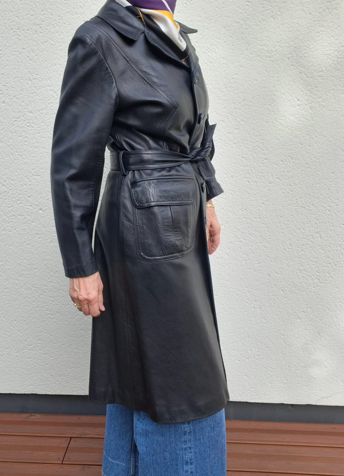 Trench en cuir noir 90's