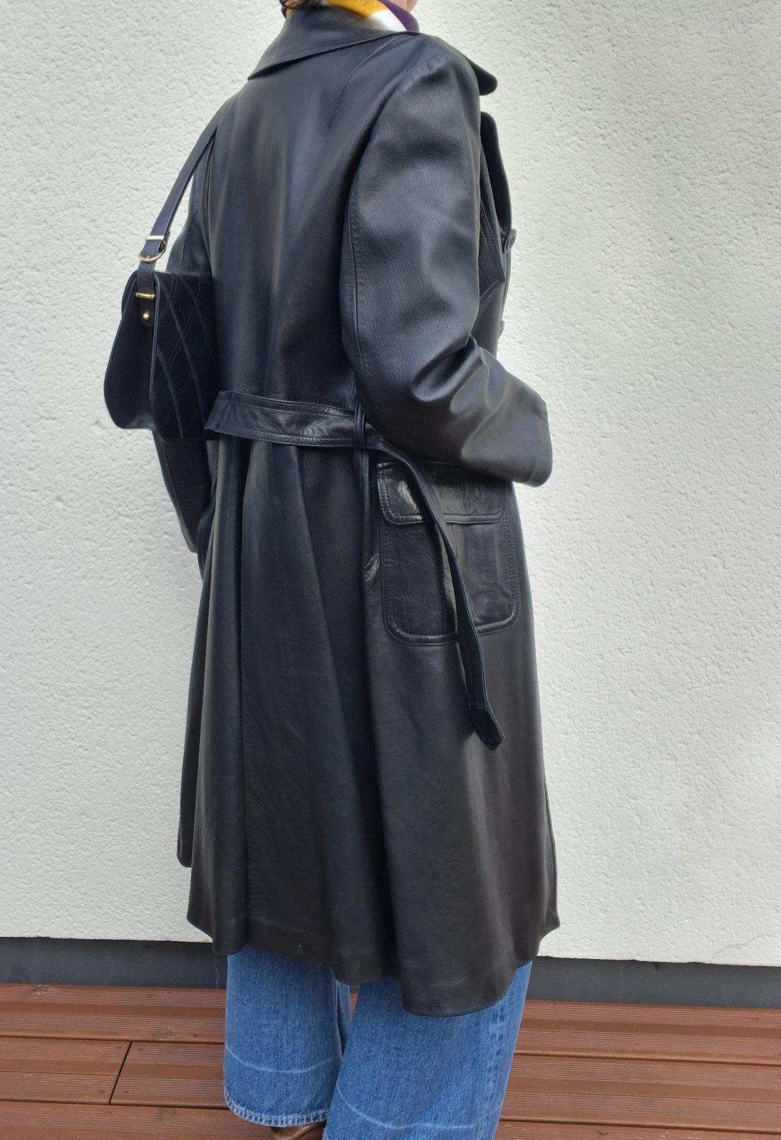 Trench en cuir noir 90's