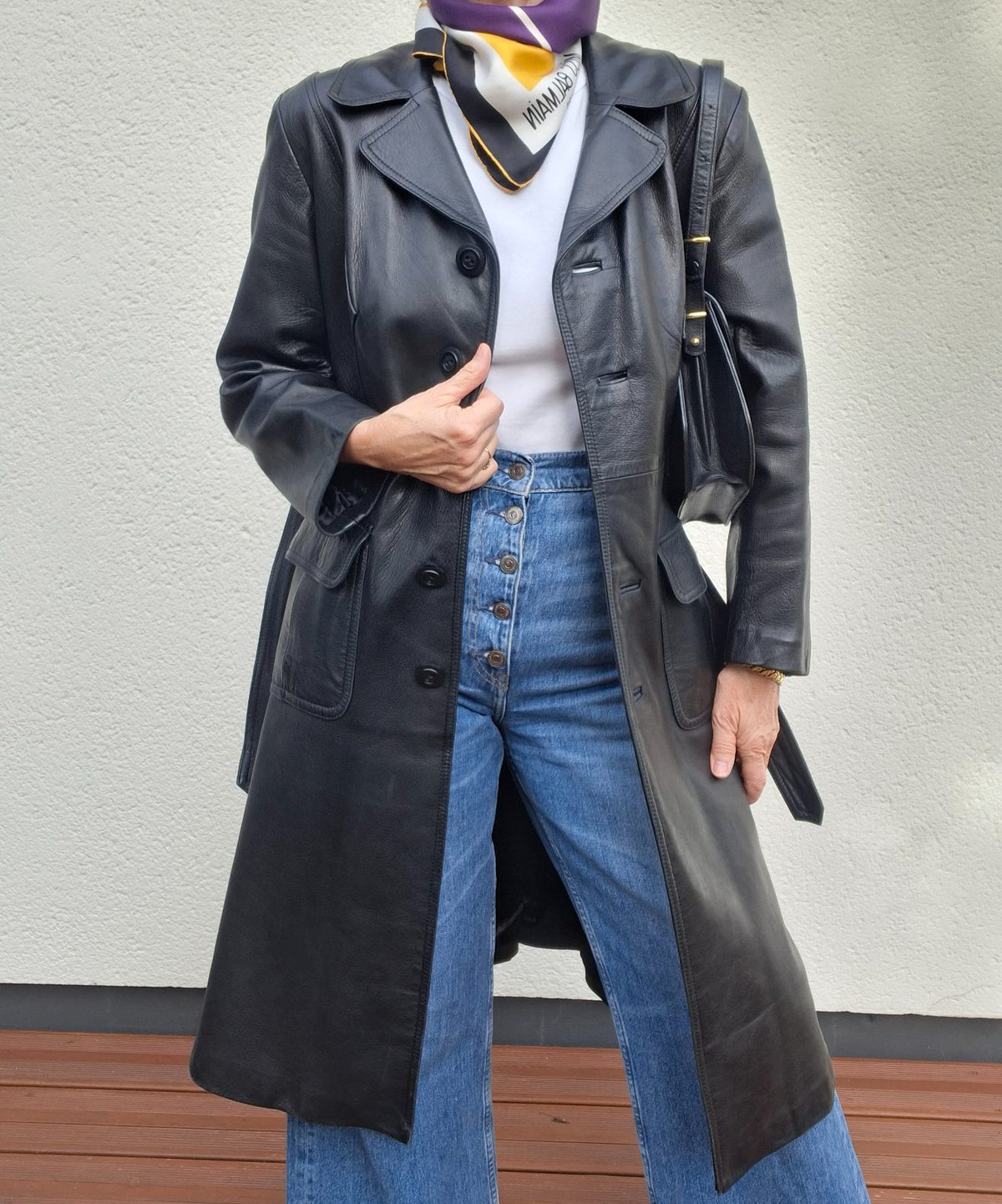 Trench en cuir noir 90's