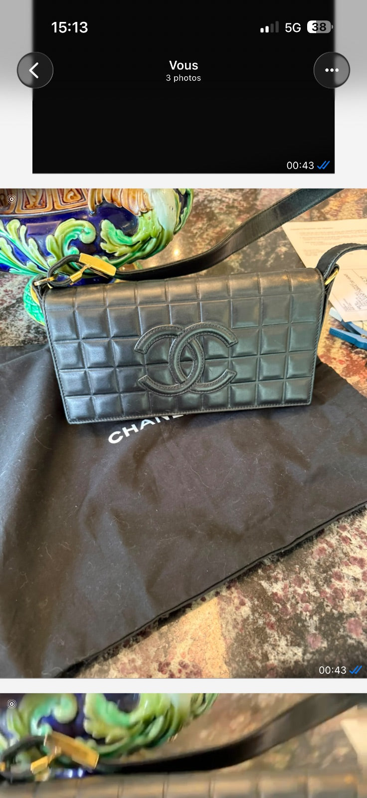 Sac Chanel chocolaté barr