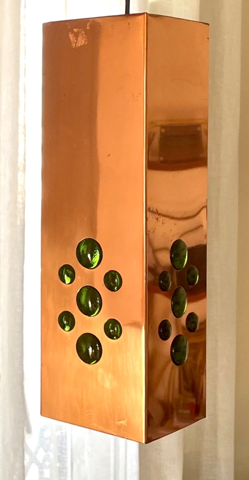 Suspension design Hans Agne Jakobsson 1919-2009 en cuive et verre. Env 1960.