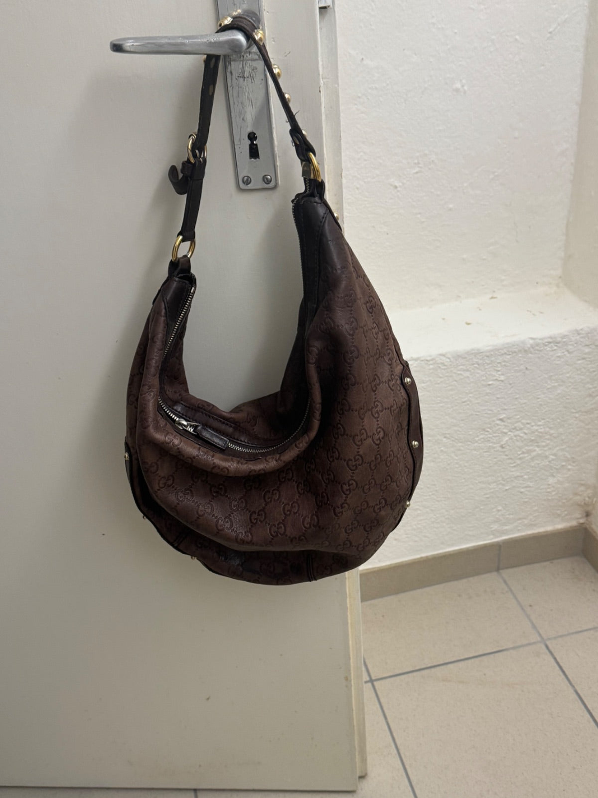 sac à main et portefeuille assorti cuir marron-bordeaux