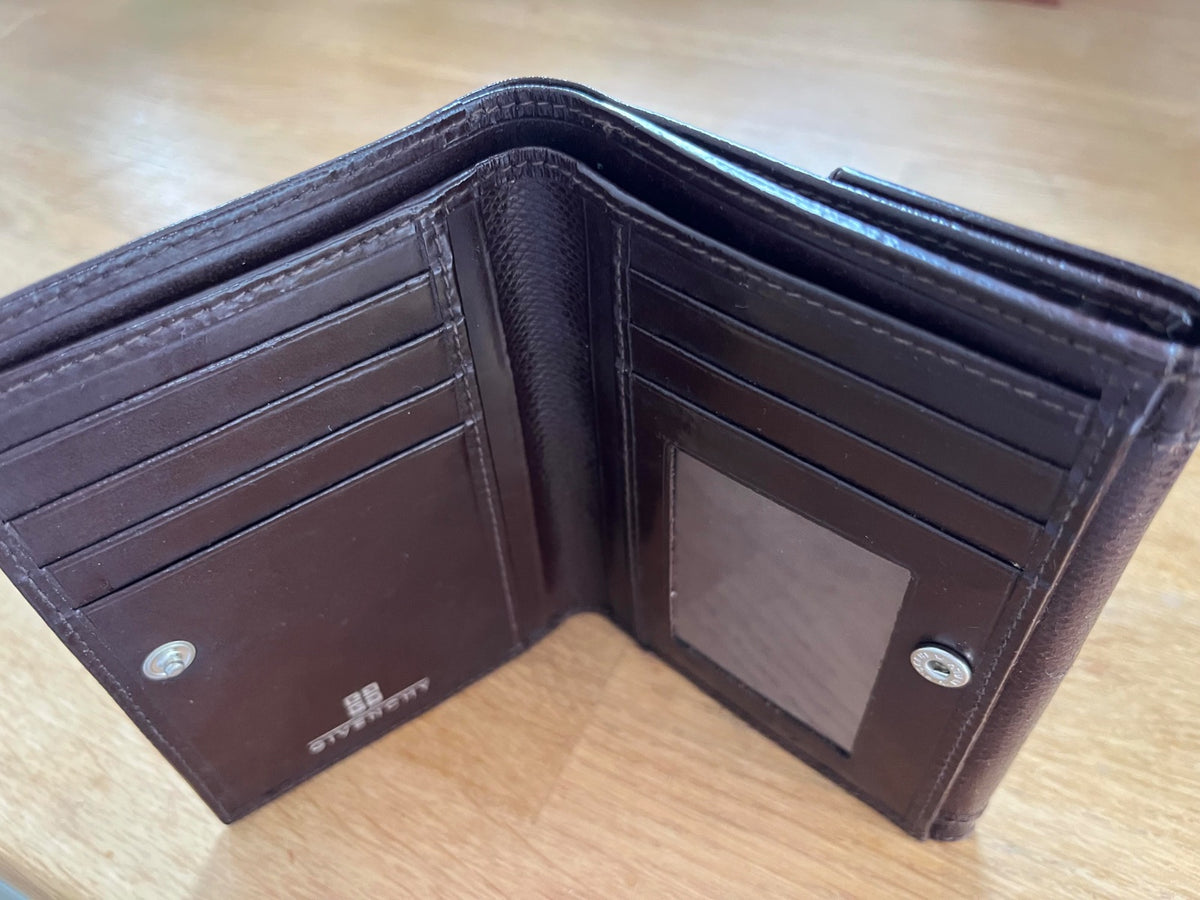 Portefeuille en cuir marron Givenchy années 70