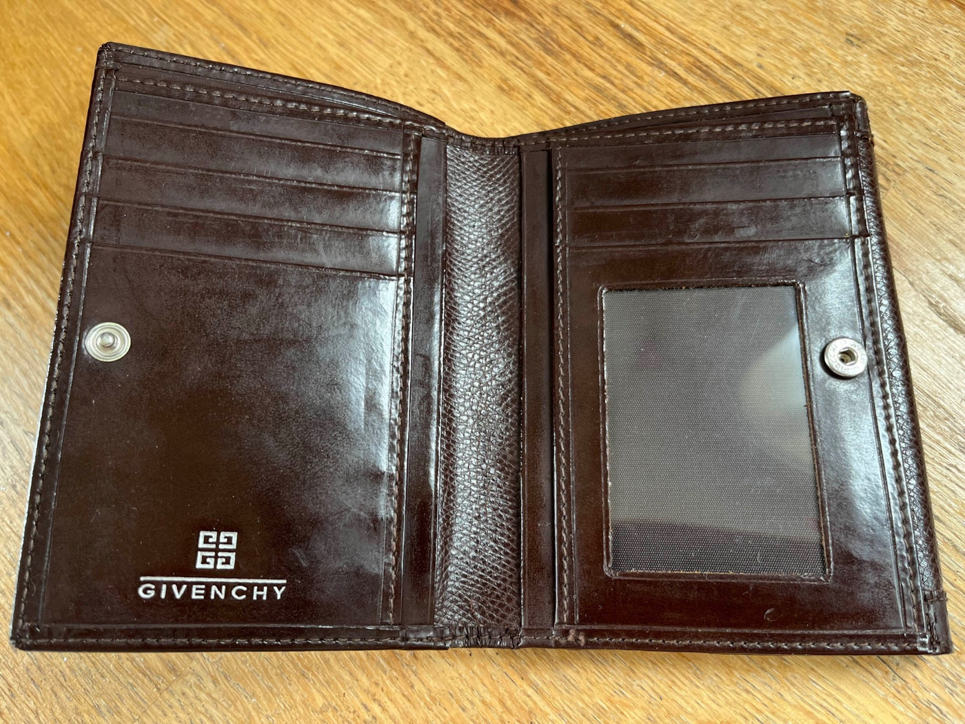 Portefeuille en cuir marron Givenchy années 70