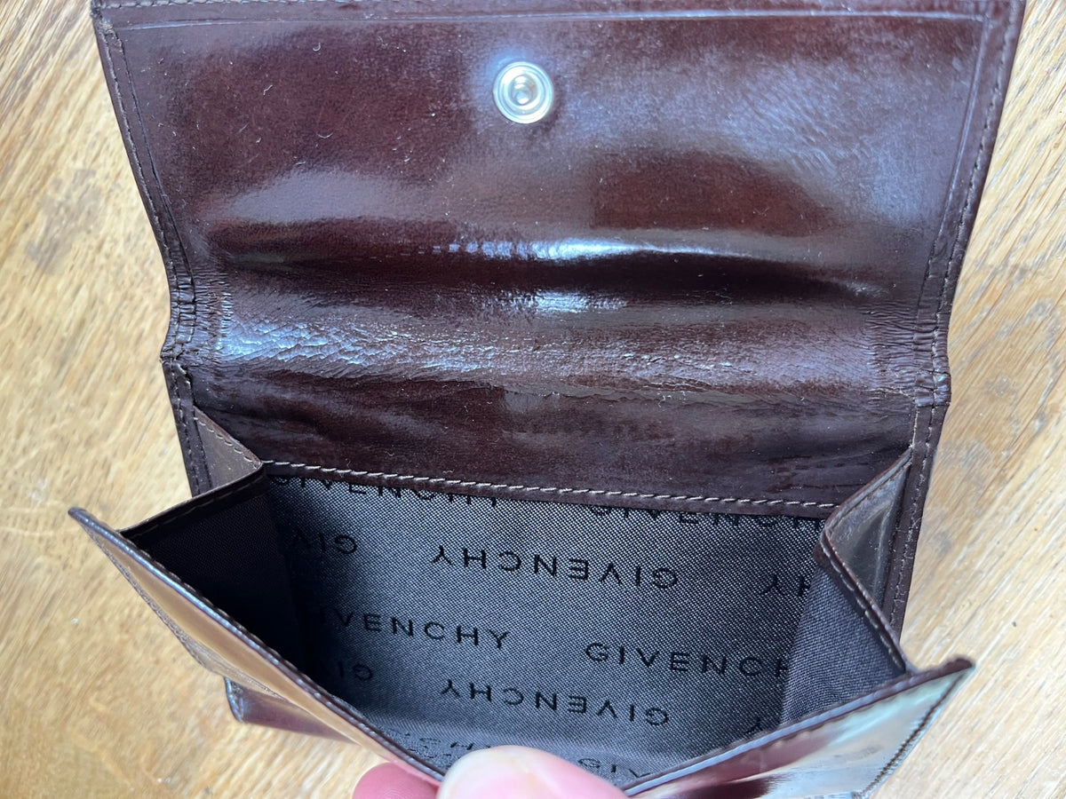 Portefeuille en cuir marron Givenchy années 70