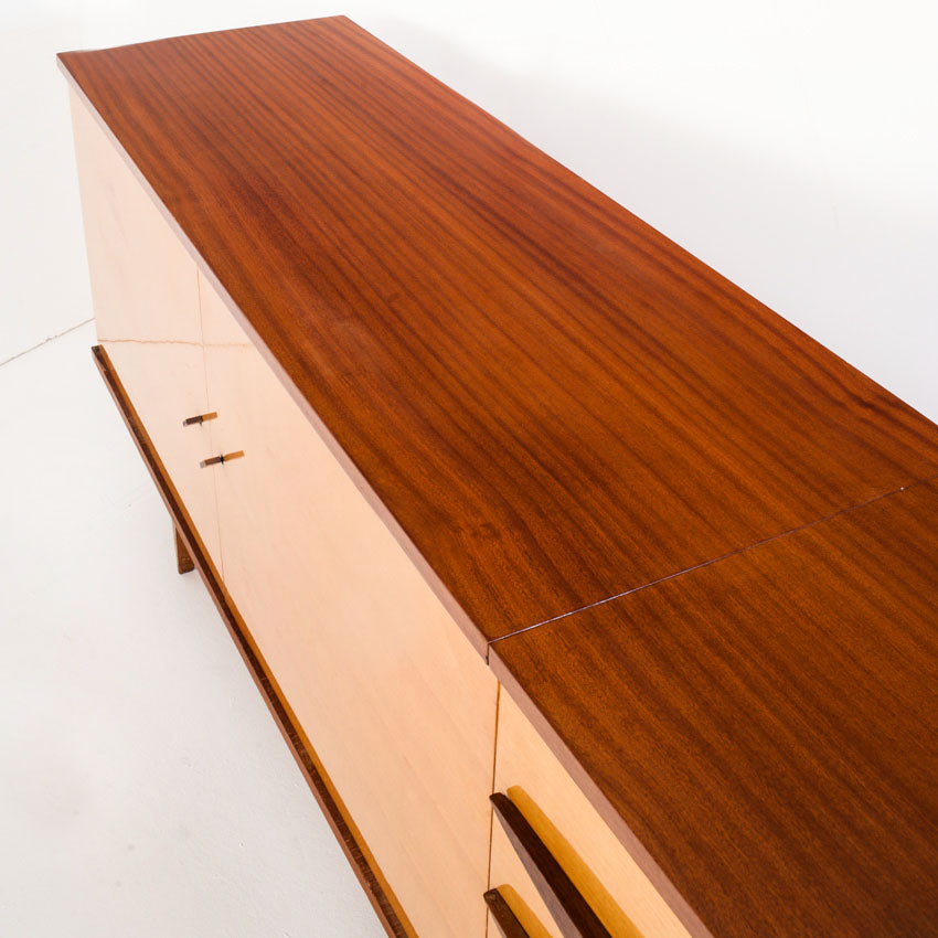 Buffet - enfilade vintage en deux tons de bois - France, années 1960     Buf