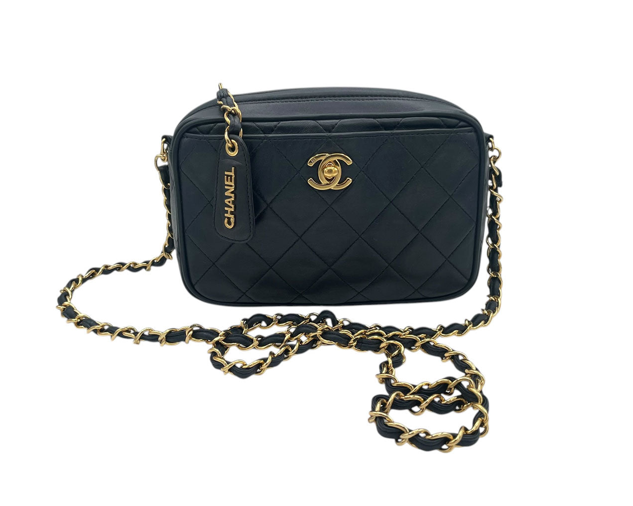 CHANEL VINTAGE CAMERA BAG BLU LAMBSKIN
