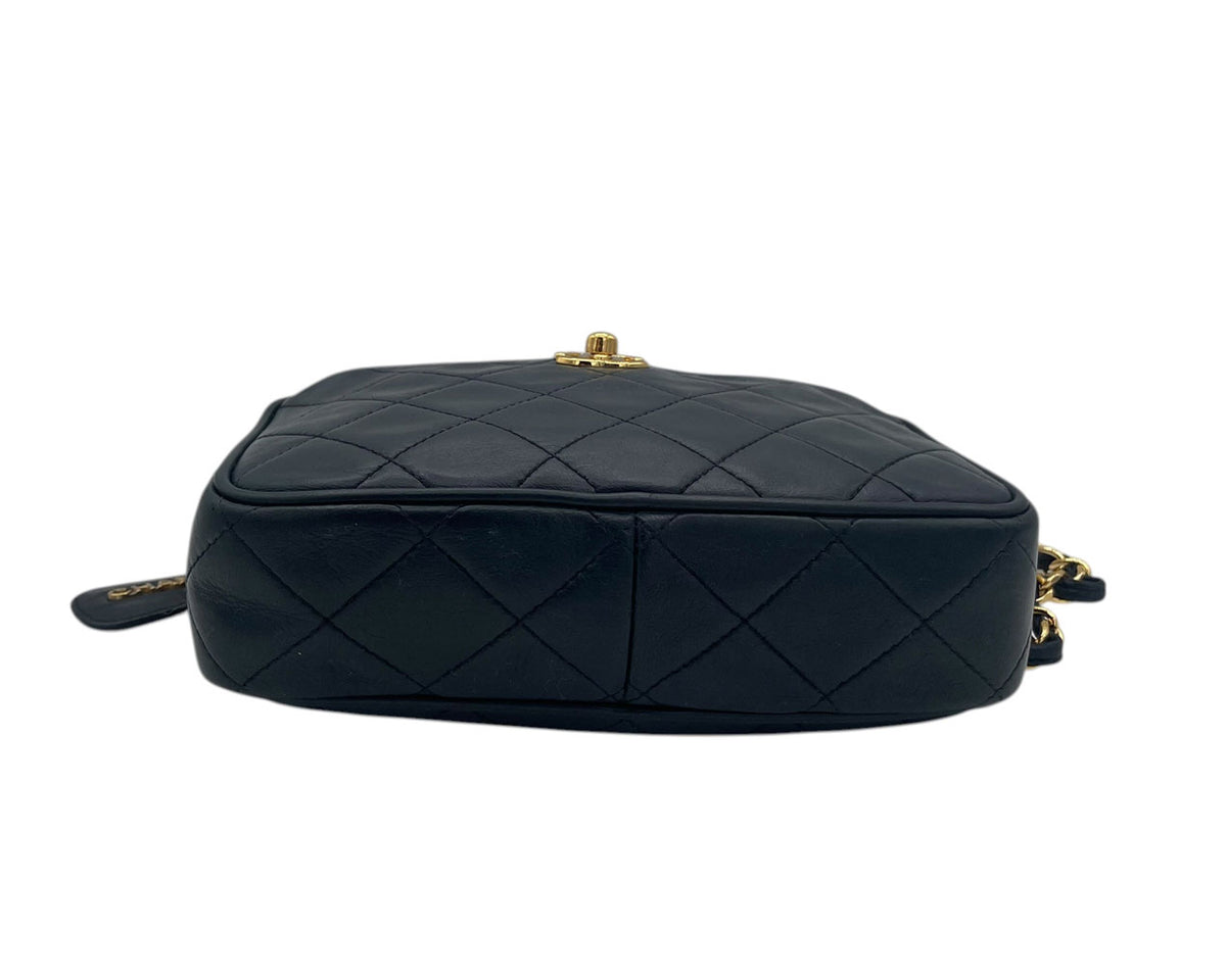 CHANEL VINTAGE CAMERA BAG BLU LAMBSKIN