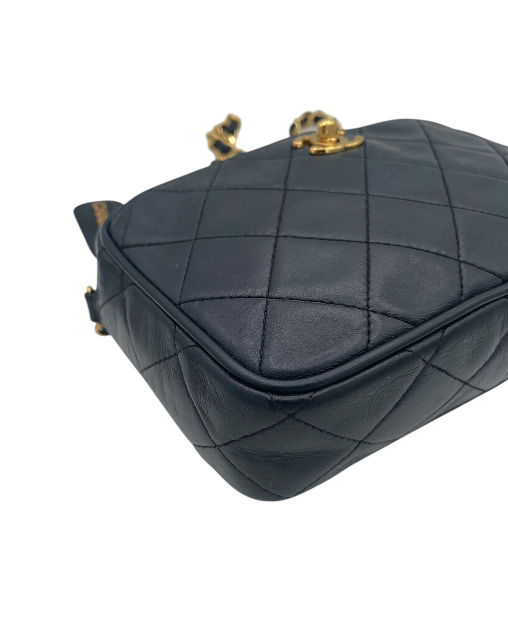 CHANEL VINTAGE CAMERA BAG BLU LAMBSKIN