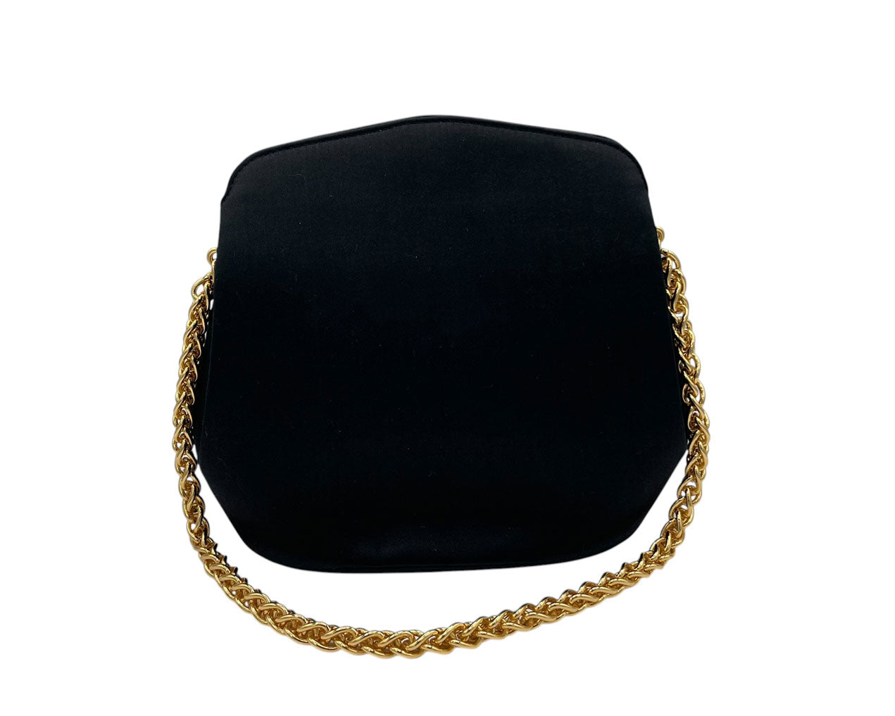 CHANEL MINI IN BLACK SATIN GOLD HARDWARE