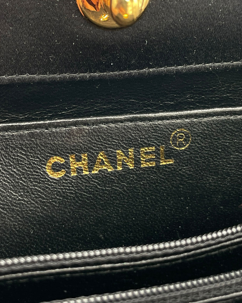 CHANEL MINI IN BLACK SATIN GOLD HARDWARE