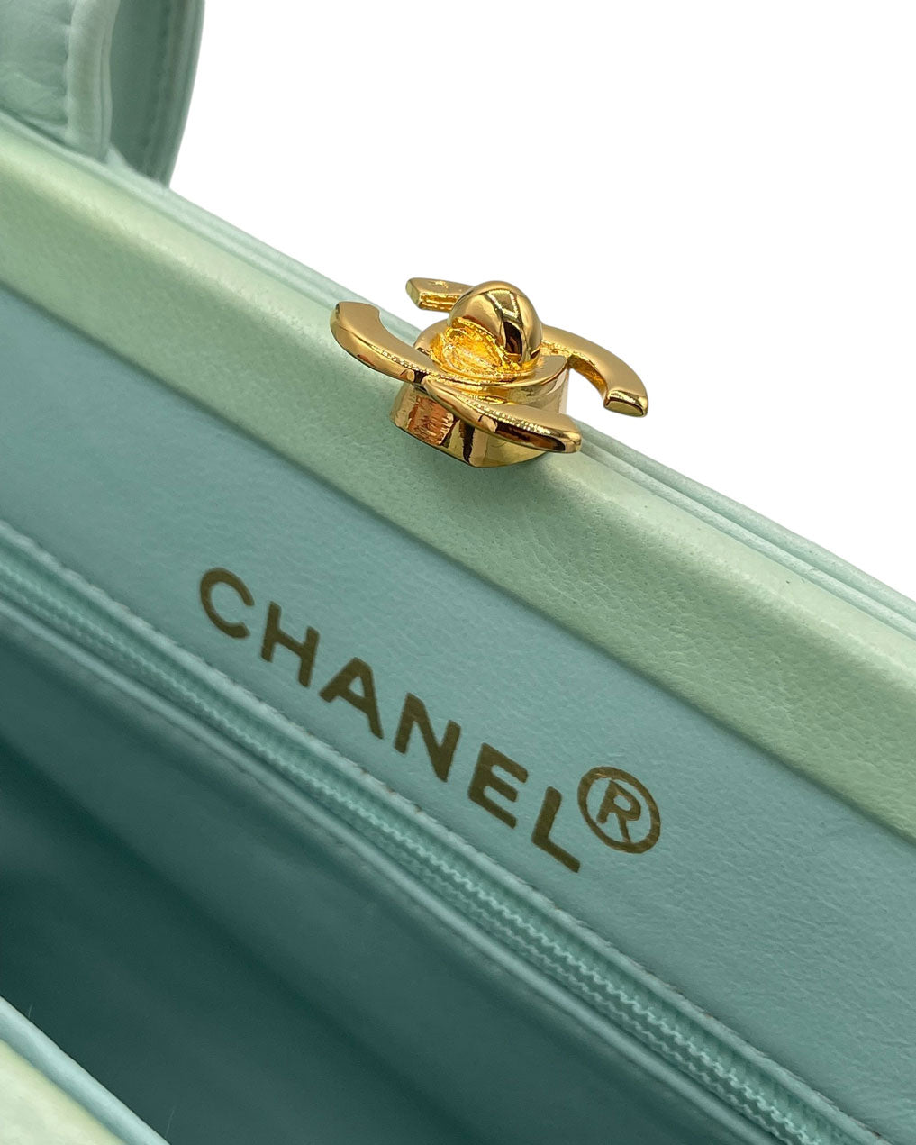VINTAGE CHANEL CLUTCH IN LIGHT BLUE LEATHER
