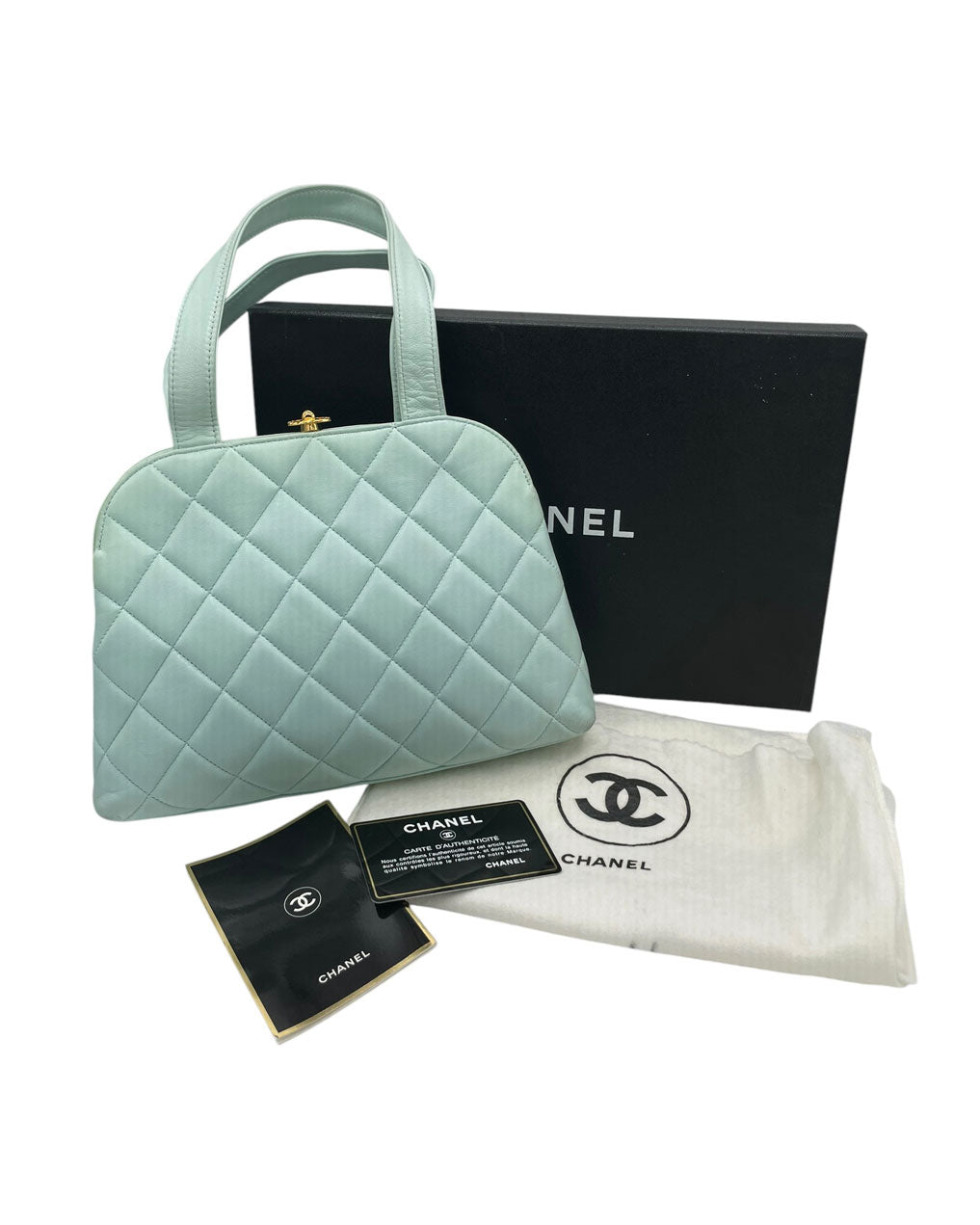 VINTAGE CHANEL CLUTCH IN LIGHT BLUE LEATHER