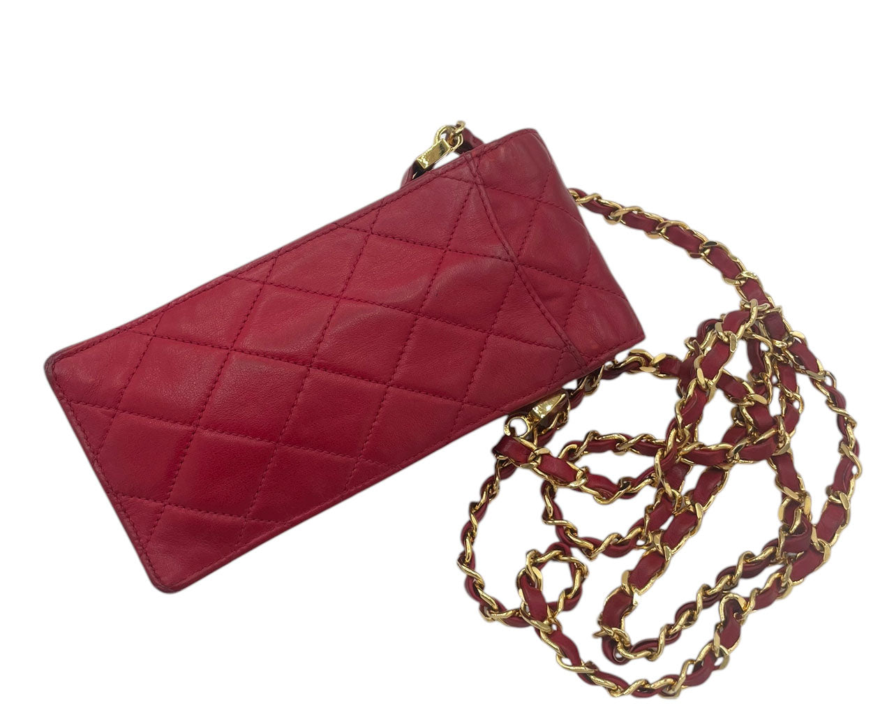 CHANEL VINTAGE PHONE CASE RED LETHER