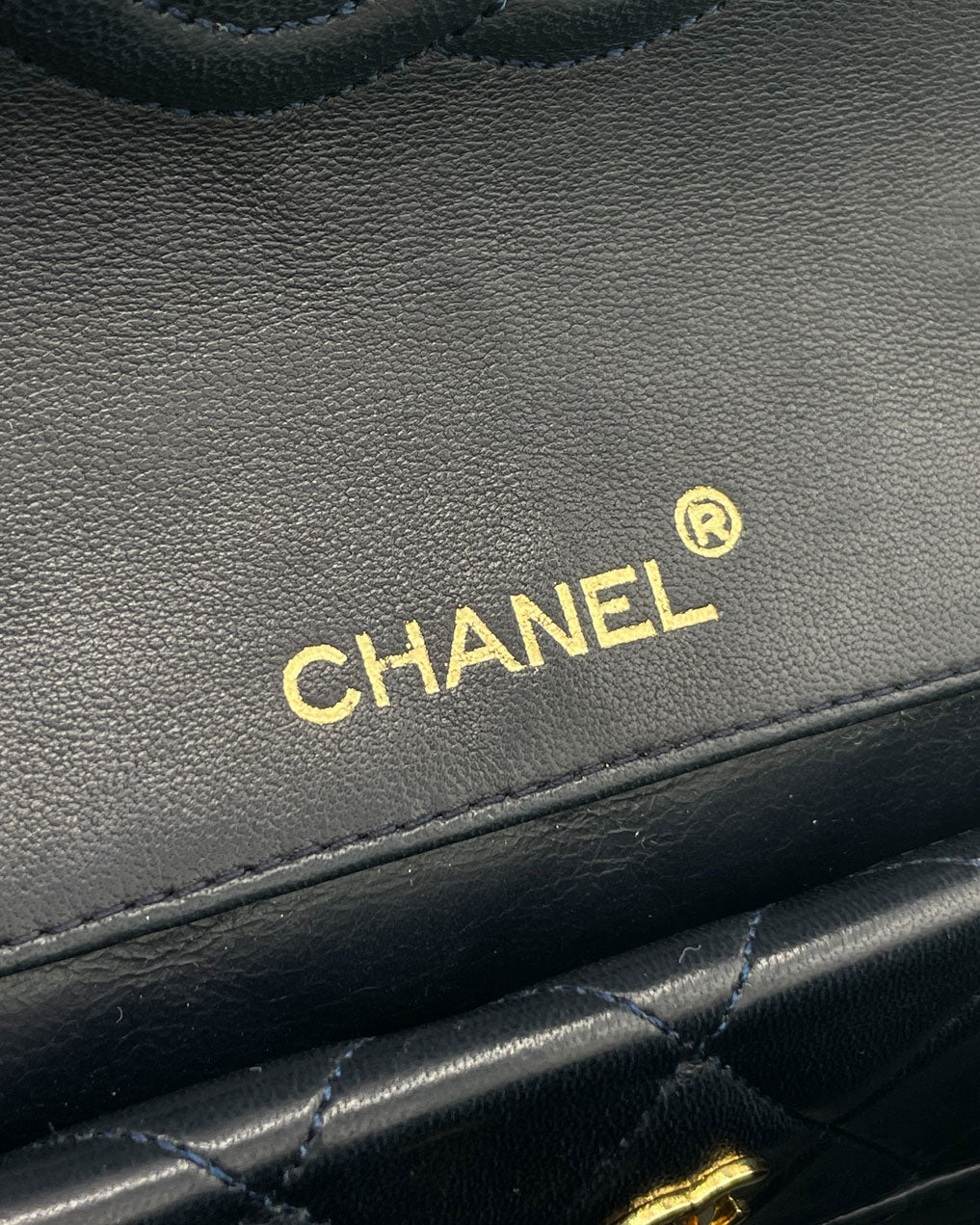 VINTAGE CHANEL BLUE AND WHITE LEATHER