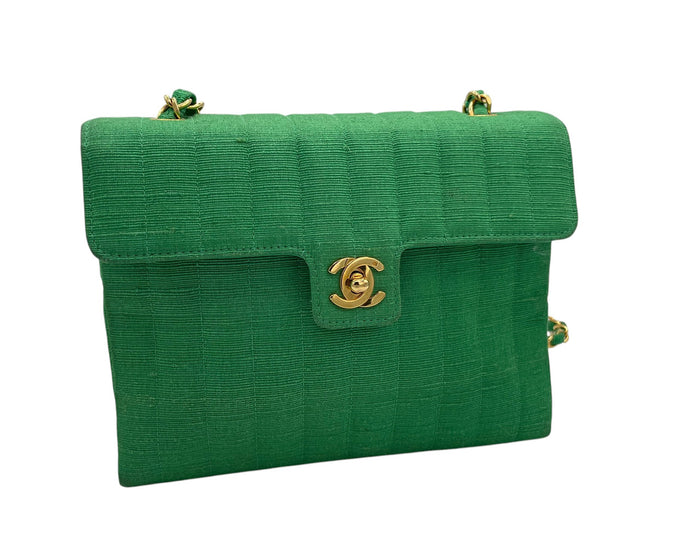 BORSA CHANEL IN LINO VERDE